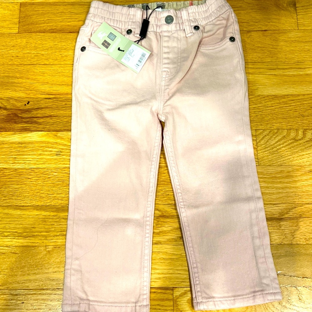 Burberry powder pink stretch jeans.